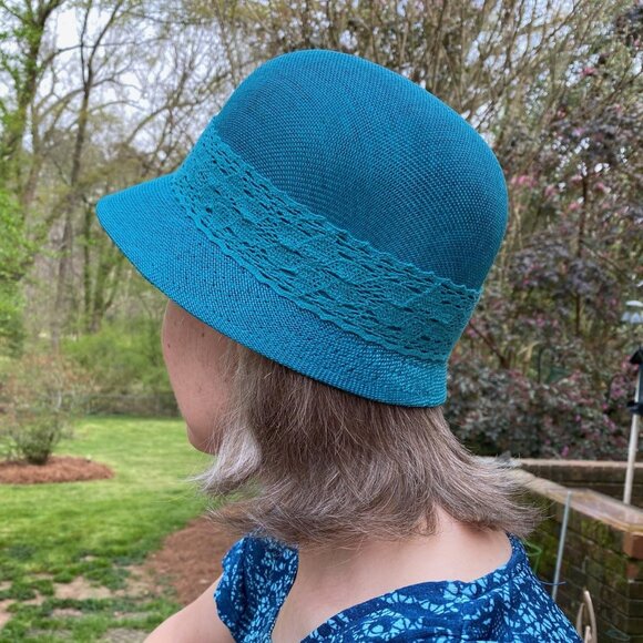 Angela & William Light Blue Linen Cloche Hat 1920s Gatsby - Picture 4 of 4